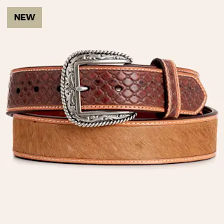 Embossed Hair-On Leather Belt